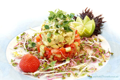 Avocado-Tomaten-Salat-Turm basisch lecker
