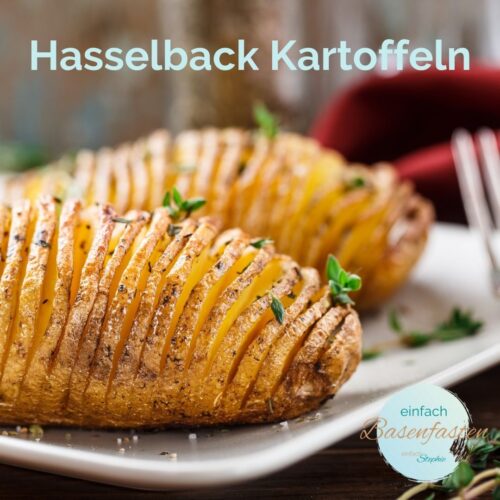 basische Hasselback Fächerkartoffeln mit Avocado Dip